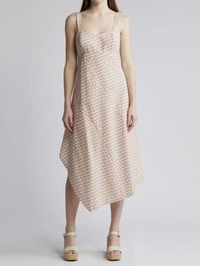 Du Paradis Asymmetric Hem Cotton Midi Dress - size XS